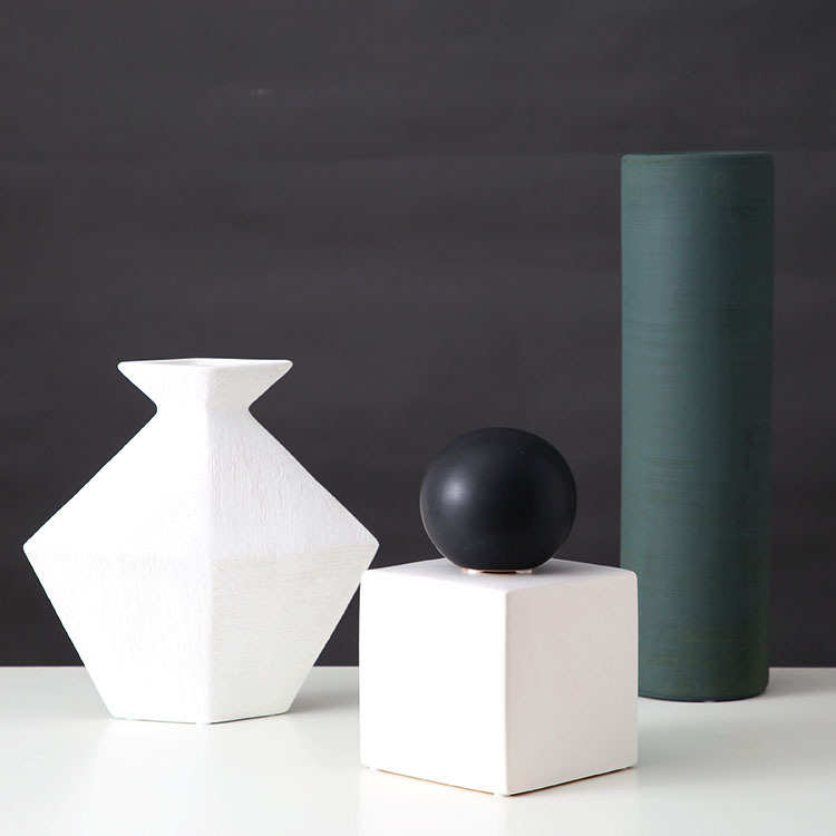 极家居 干花花瓶陶瓷器欧拉现代简北样板房摆设插花烧丝素客厅