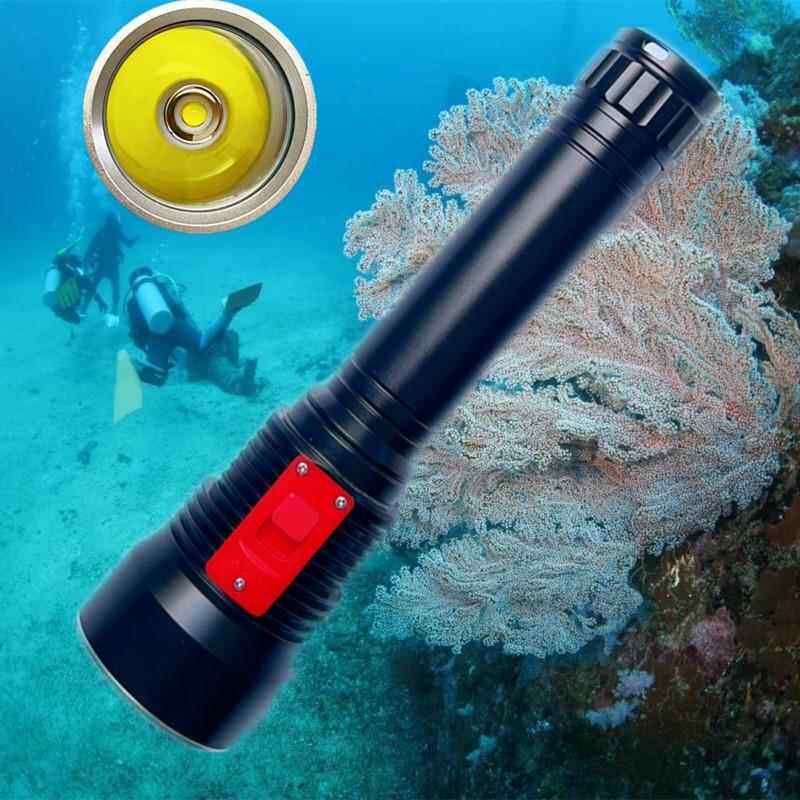 新款P70潜水手电筒3000lm赶海打捞水下照明铝合金26650电池潜水灯