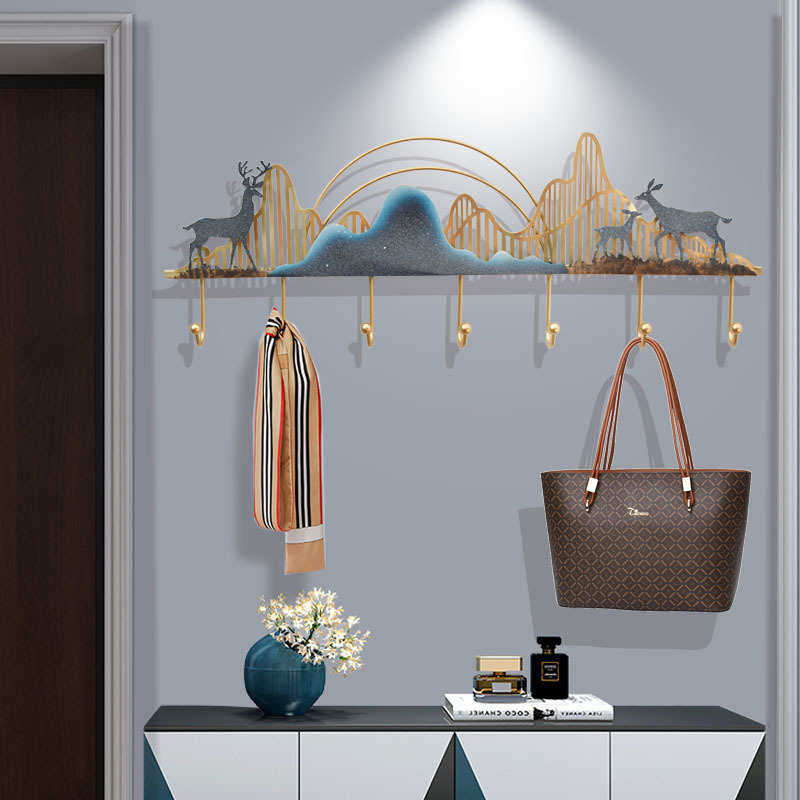 铁艺轻奢创意挂衣架壁挂墙上挂钩进门口玄关挂衣帽衣服包墙壁置物