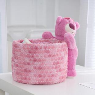 电视柜收纳筐可爱卡通草莓熊抱抱桶零食多巴胺小怪兽框框置物篮