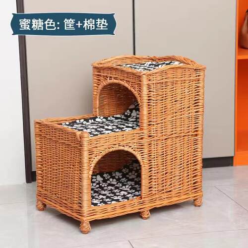 新款藤窝编猫猫屋猫别猫房手工编织猫笼墅子子猫爬架四季通用猫睡