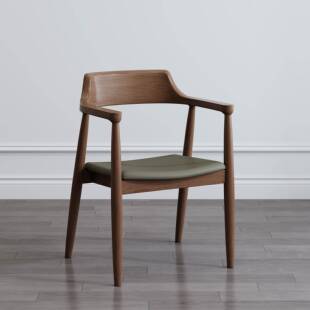 北欧实木广岛椅白蜡木客餐桌椅咖啡饭店简约靠背椅会议室洽谈椅