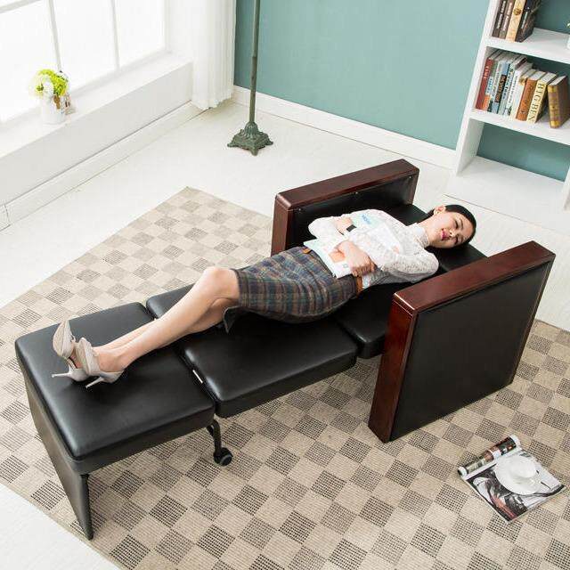 办公室两用午睡午休椅木扶手折叠躺椅可坐可平躺午睡单人沙发床