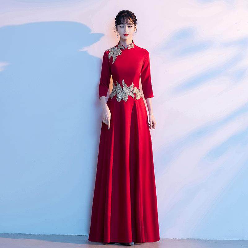 正品202晚新款大合5唱团服演出服表演服装主持人颁奖礼仪迎宾礼长图片