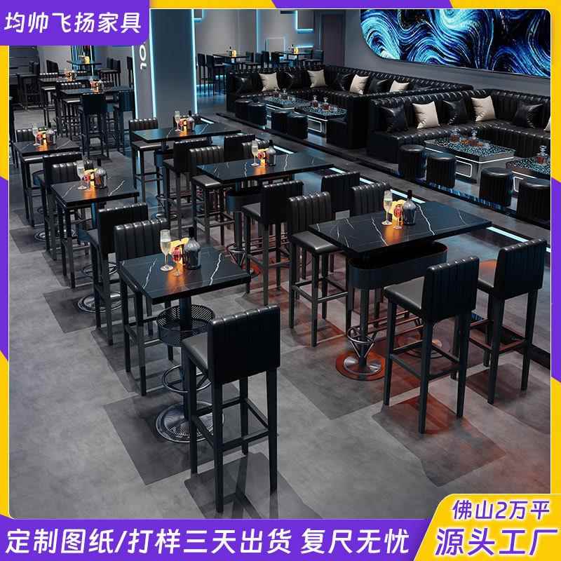 复古风酒吧吧台桌子定制工业风酒馆清吧音乐餐厅散台铁艺高脚桌