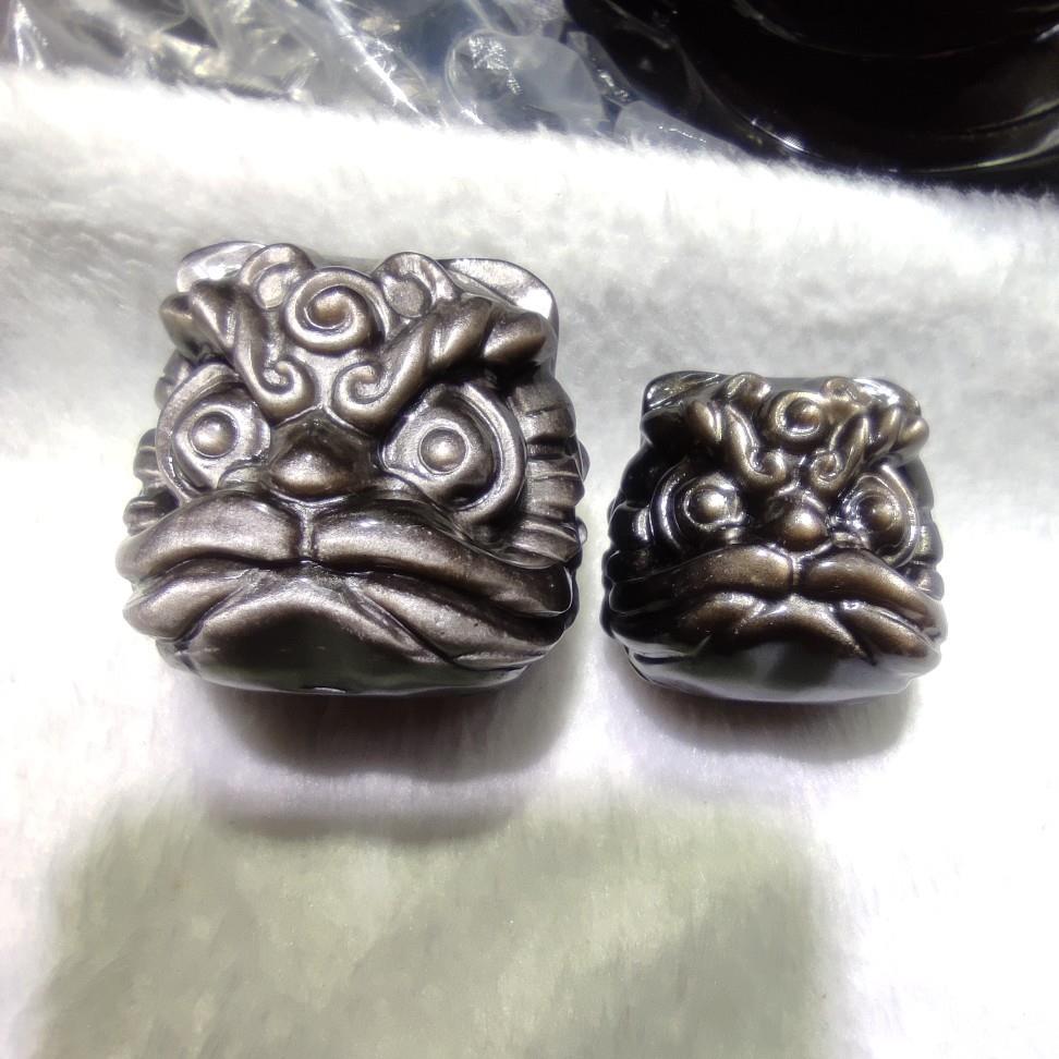 天然银曜石大醒狮头手把件 摆件寓意吉祥如意 岁平安 厂家直销