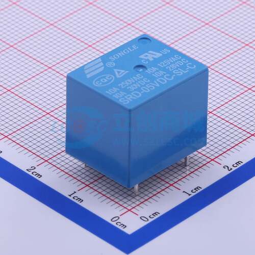功率继电器 SRD-05VDC-SL-C 插件,15.6x19.2mm 线圈电压5V 松乐