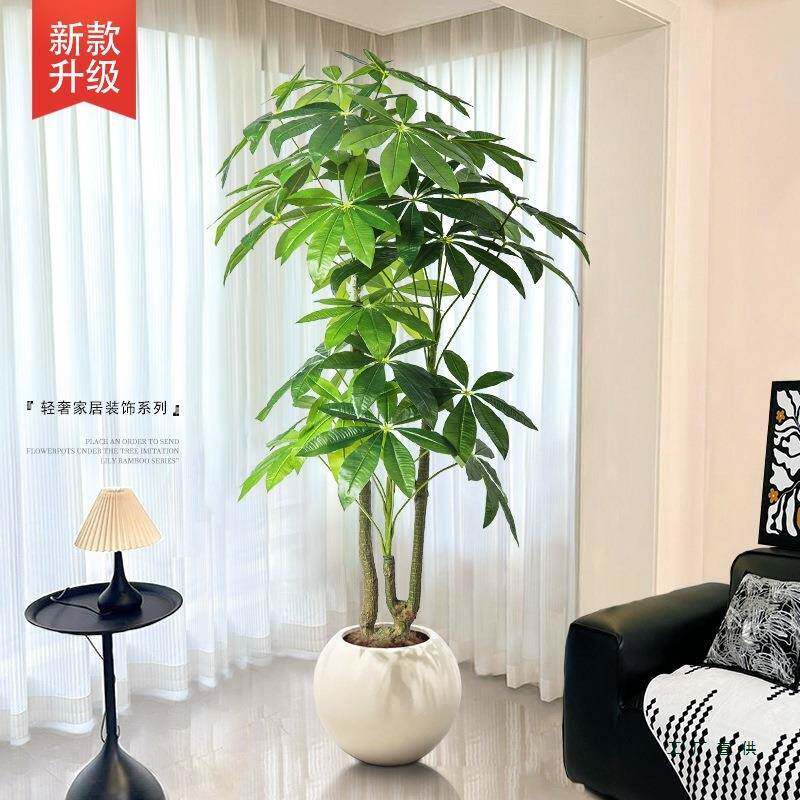 仿真绿植发财树室内大型落地电视柜旁轻奢装饰品仿生假树盆栽摆件