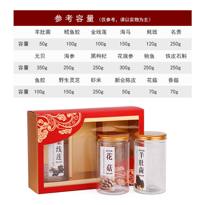 新款羊肚菌鱼胶海味通用干货礼品包装盒灵芝虫草花滋补品三拼空盒
