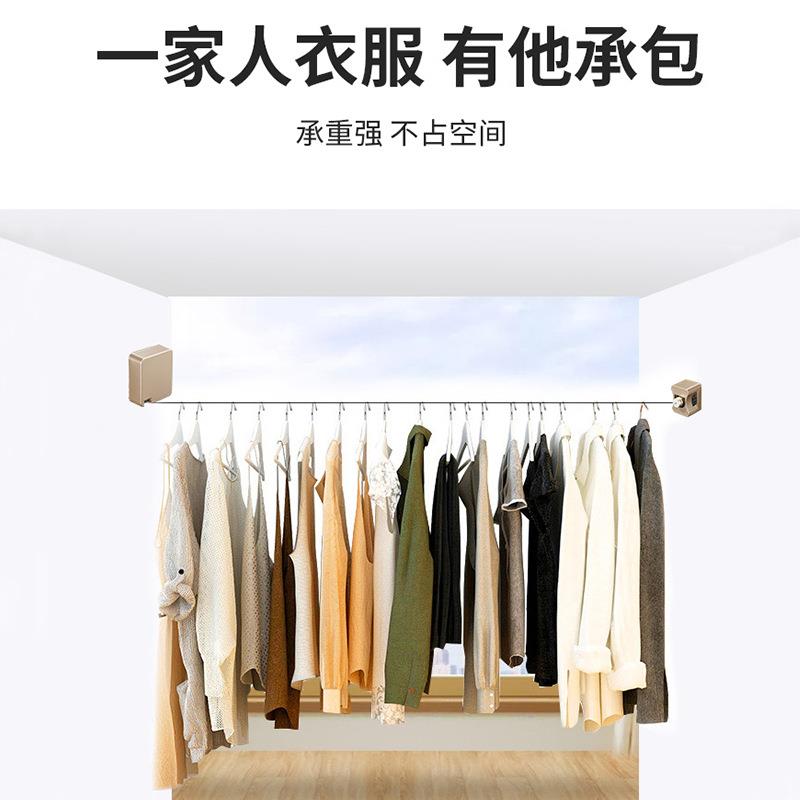 6米免打孔隐形晾衣绳可伸缩双线不锈钢丝绳 室内收缩浴室晒晾衣架