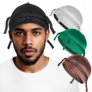Vintage Twist Turban Head Wraps for Men Stretch Satin Turban