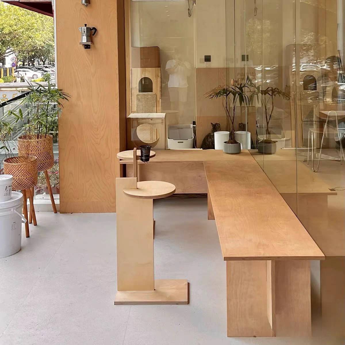 咖啡厅奶茶甜品面包店海洋板咖啡桌小型中古边几茶几小桌子可移动