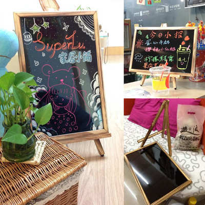 店铺用吧台小黑板广告牌桌面展示支架立式商用摆摊手绘菜单无磁性