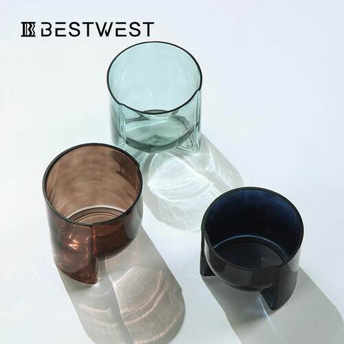 Best west 几何创意透明玻璃果盘 家居客厅水果盆家用糖果盘