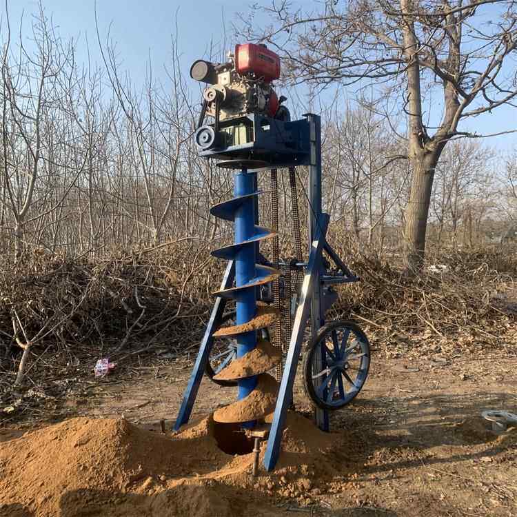 灌注桩光伏打桩机柴油大功率便携轮推式钻孔机栽杆植桩多功能