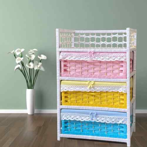 高档特草编收柜实头木儿童床柜储物柜特大纳书橱抽价屉文件柜宝宝