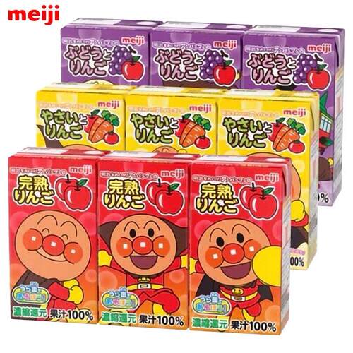 日本进口明治Meiji面包超人苹果葡萄果蔬汁宝宝饮料儿童饮品125ml