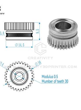 K1/K1C/Ender3V3双齿轮挤压套件升级硬化钢合金齿轮3D打印机配件