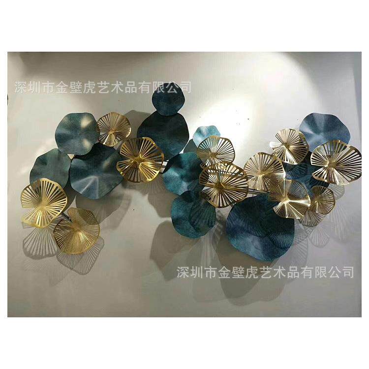 样板房别墅售楼处墙面金属荷叶壁挂电镀银杏叶挂件金属电镀蝴蝶