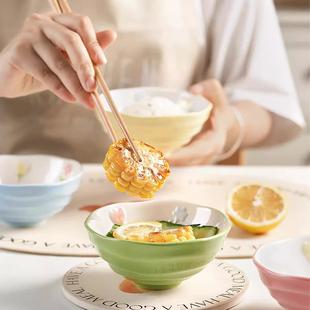 清新家用米饭碗陶瓷2023新款 餐具 高颜值特别好看 吃饭碗碟盘套装