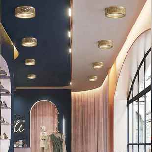 全铜LED明筒灯欧复LD007古L吸顶客厅玄关过道灯超薄免开式 孔ED天