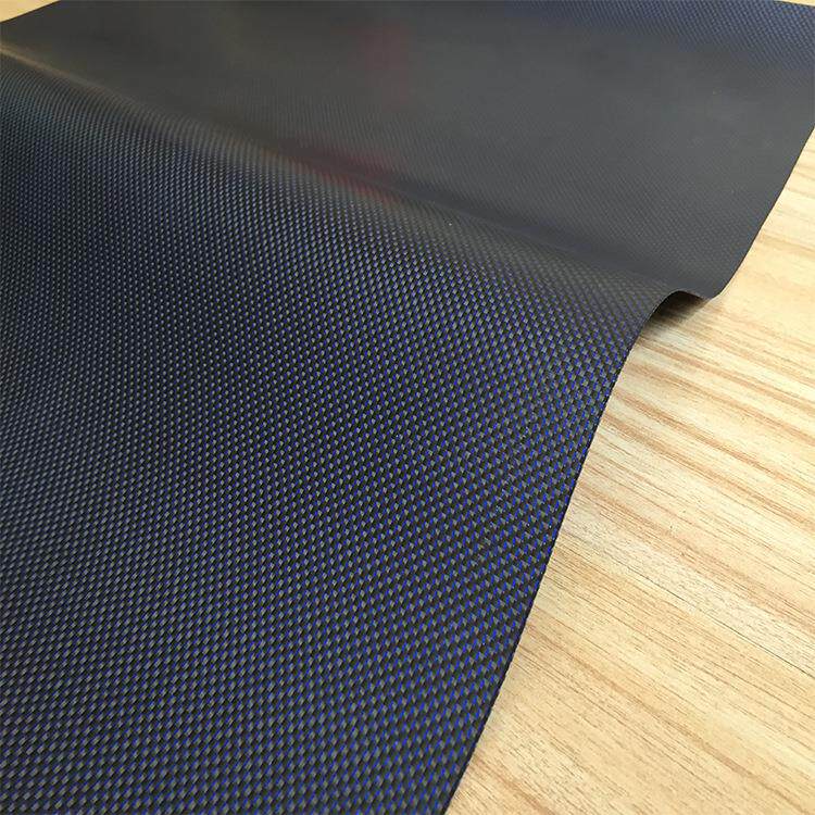 蓝色碳纤维皮革 运动包公文包鞋材运动器材用纤维面料