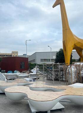 玻钢坐凳防腐机场椅户外44292景观凳子景座璃区打卡休闲椅子木美