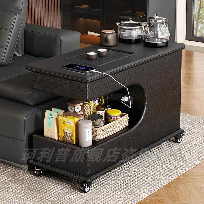 正品沙发边柜推感车移水动茶台茶桌全实木阳台茶车烧壶一体高级几