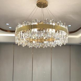 不锈客钢轻奢厅水0153晶吊灯简约卧室样板间灯环20圆25新款 餐厅水