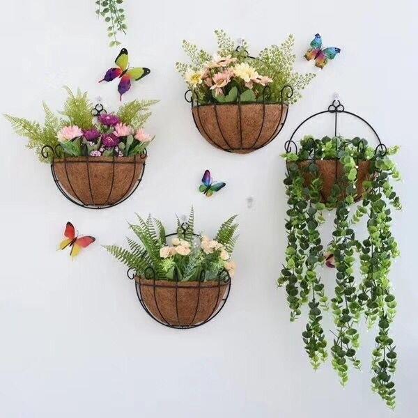 厂家椰棕壁挂花架 半圆形壁挂式吊篮花瓶