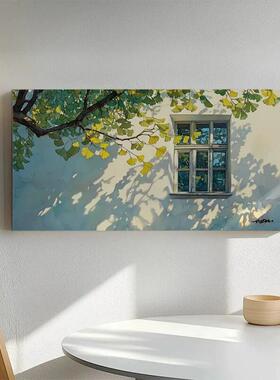现代简约光影客厅背景墙装饰画银杏树玄关系挂画走廊卧室壁画