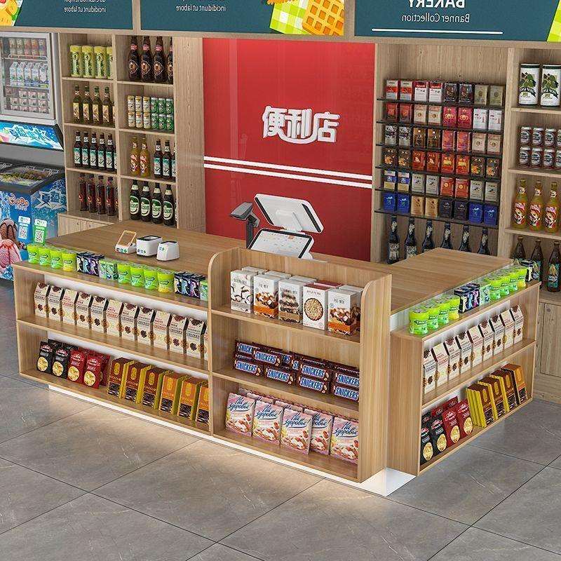 简约现代E1级环保L型超市收银台多层储物吧台吧台收银台前台