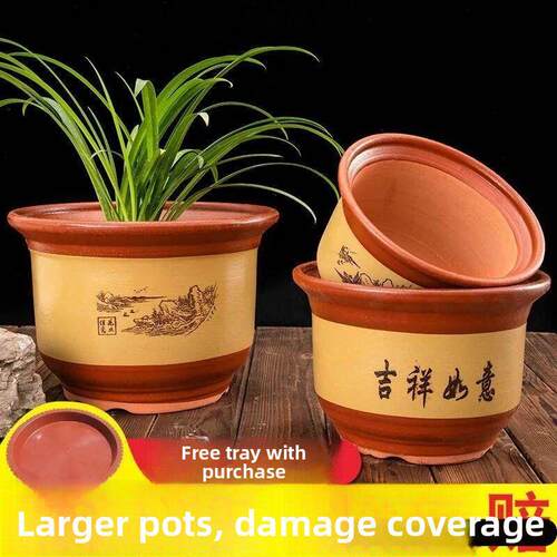 特大号家用紫砂陶瓷花盆陶土栽花