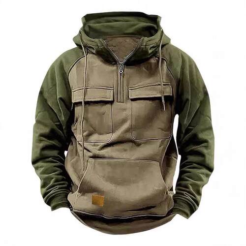 Men's shoulder wiping sleeve half zip hoodie workwear