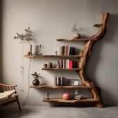 宝博古架茶壶储壁挂老墙壁架阁式 复古展示架榆木物家用茶具墙上多