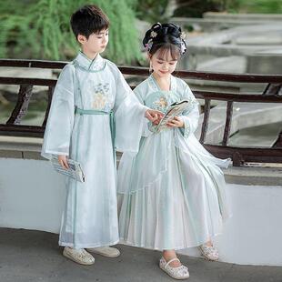 儿童古装汉服男童女童书生诗人唐朝国学声律启蒙古诗朗诵演出服装