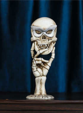 复古骷髅面具小台镜台式小化妆镜树脂工艺品家居装饰小摆件万圣节