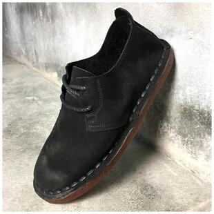 正品复古英伦工牛手筋鞋底男闲单层开车皮鞋宽脚真皮软底头层牛皮