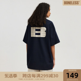 boneless美式情侣潮牌发泡b字印花高街短袖，t恤男女体恤夏季上衣