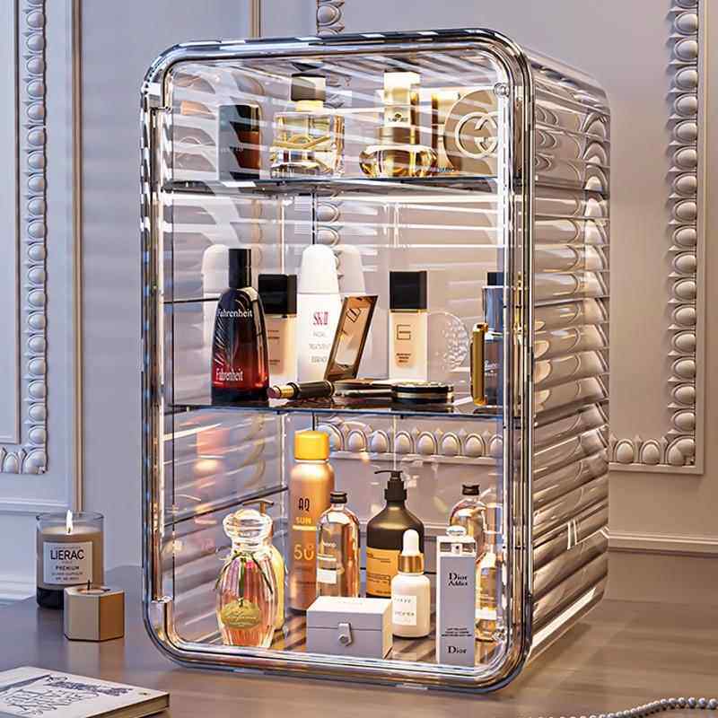 德国化妆品收纳盒桌面护肤品防尘大容量收纳箱化妆台香水置物架子