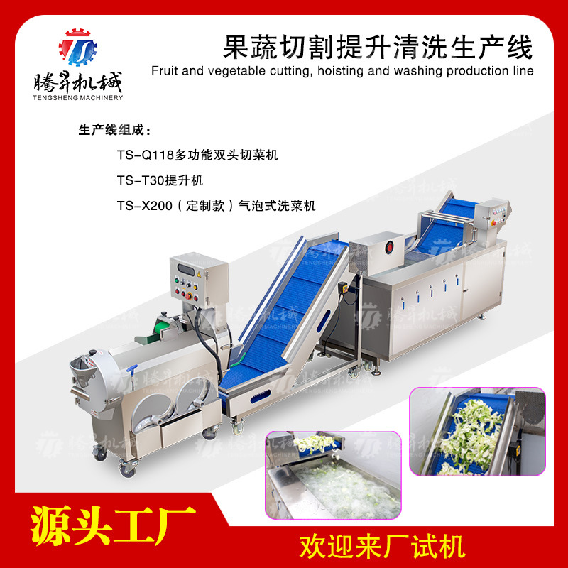 可切段丝片丁 多种果蔬切割清洗作业线 规格可定 提升机 清洗机