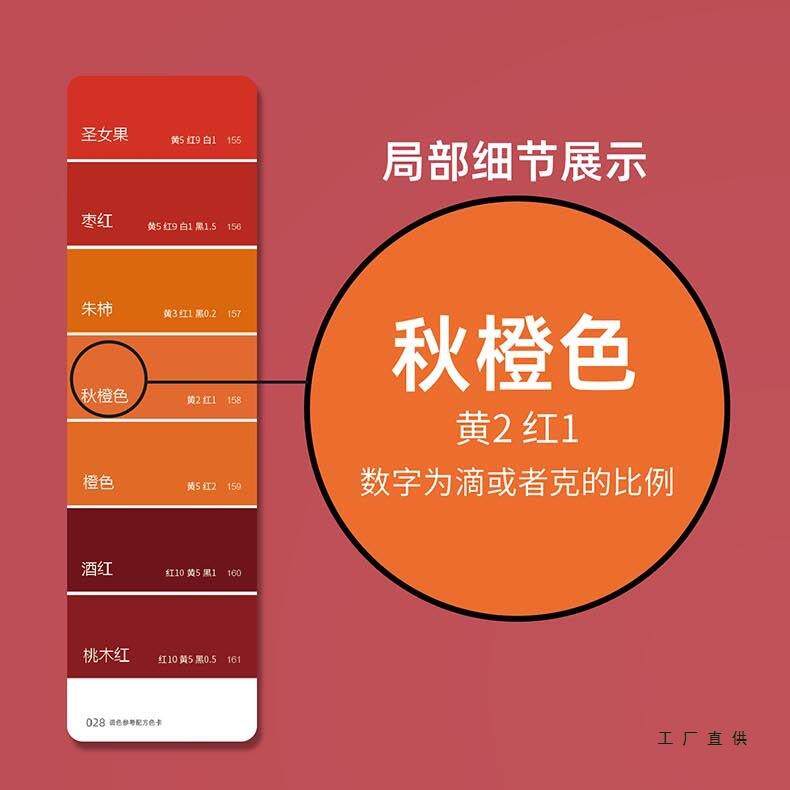 202维5新款中文名称调560色色参考配色卡配漆方比例油调色卡家具