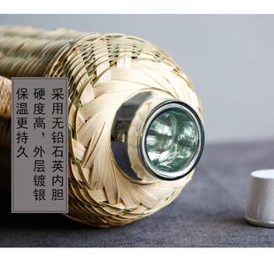 便携式 保温壶藤编竹子竹编手提式 水瓶热水瓶家用办公室保温瓶竹壳