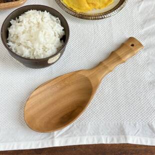 天猫正品饭勺东南亚风格柚木波浪把手日式木设计感勺子官方旗舰店