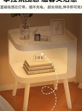 床头柜用卧室收夹纳储物柜一体家缝窄边铁艺奶油置风物架20MIE25