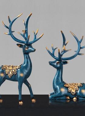 欧式情侣鹿摆件客厅电视柜酒柜玄关创意家居装饰品卧室轻奢工艺品