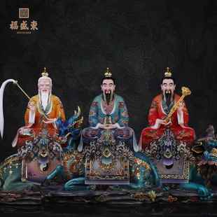 三清祖师神像供奉带坐骑三清祖师爷青牛太上老君元 始天尊仿汉白玉