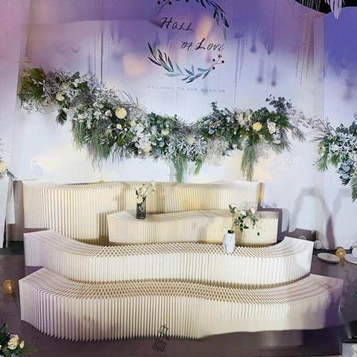 创意展示台多功能伸缩折叠纸展示架落地陈列架瓦楞纸凳纸质置物架