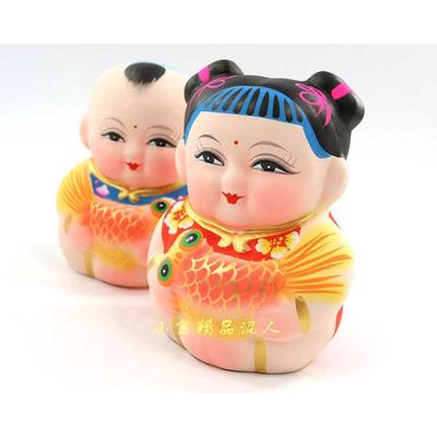 惠山泥人无锡特产泥娃娃金鱼阿福外事出国礼品中国风民间纯手工艺