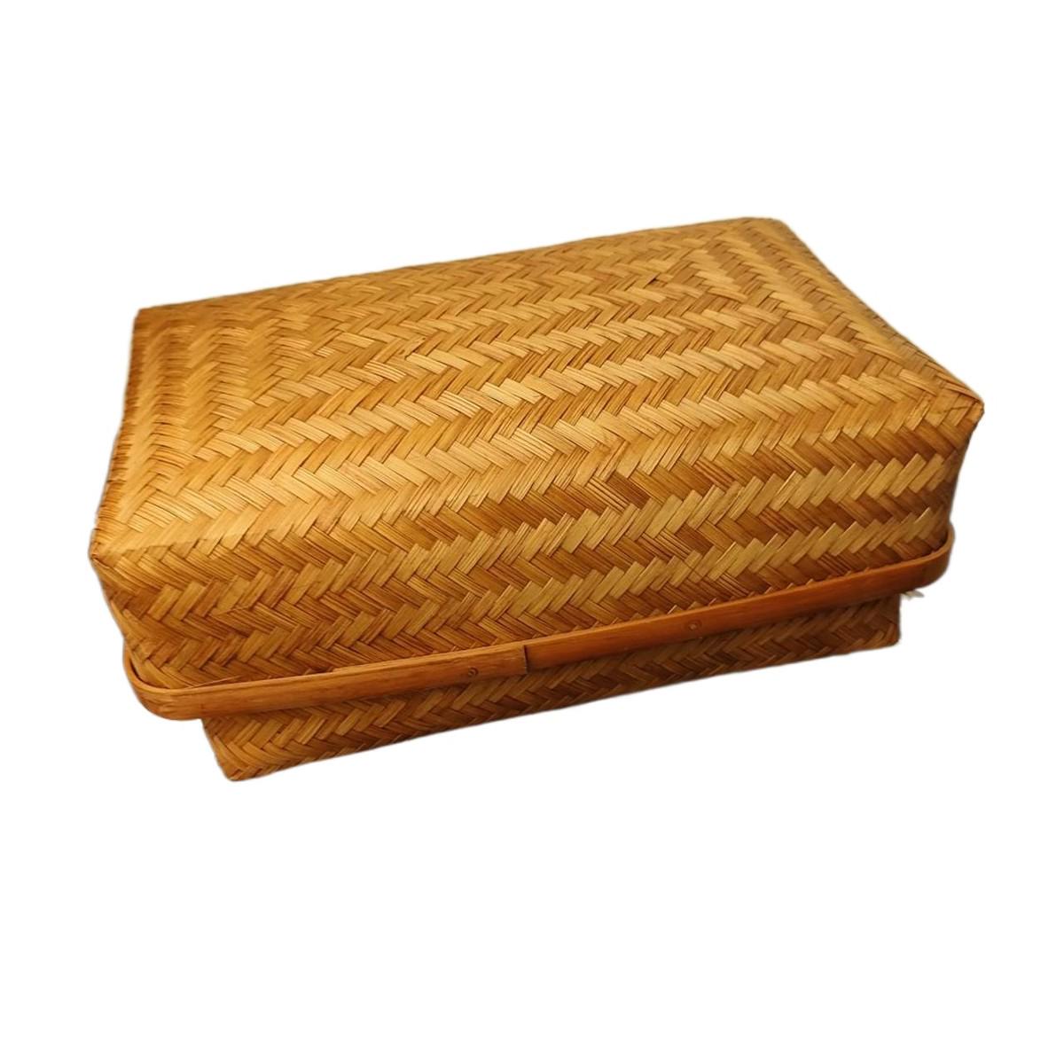 竹编竹筐茶篓普洱黑茶六堡茶散茶包装盒清明茶礼篮带盖复古式竹篮